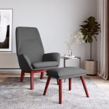 Scaun de relaxare cu taburet, gri deschis, textil