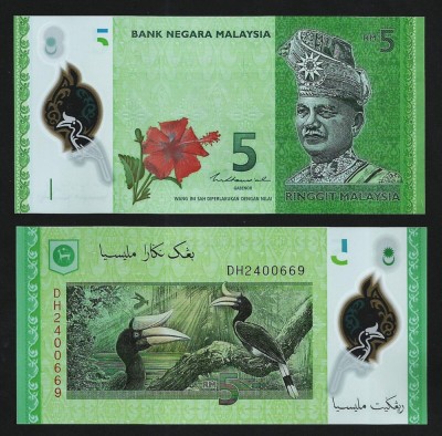 MALAEZIA █ bancnota █ 5 Ringgit █ 2021 █ P-52c █ POLYMER █ UNC █ necirculata foto