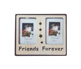 Cumpara ieftin Rama Foto Multipla 10x15 cm, Lemn Maro, 2 Imagini, Friends Forever, Birou, Sticla, 27x23 cm