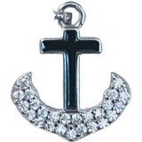 Pandantiv, jolie silver, argint 925, model cruce ancora cu pietre, 13 x 13 mm, 1.1 g