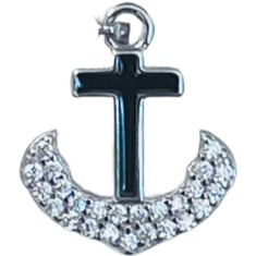 Pandantiv, Jolie Silver, Argint 925, Model Cruce Ancora cu pietre, 13 x 13 mm, 1.1 g foto