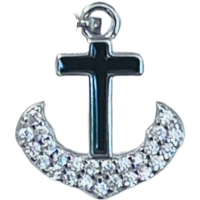 Pandantiv, jolie silver, argint 925, model cruce ancora cu pietre, 13 x 13 mm, 1.1 g foto