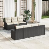 Set Canapea Grădină 8 Piese cu Perne Ratan Poli Negru Acacia, Canapea Grădină 2 Locuri cu Perne Ratan Poli Negru, vidaXL