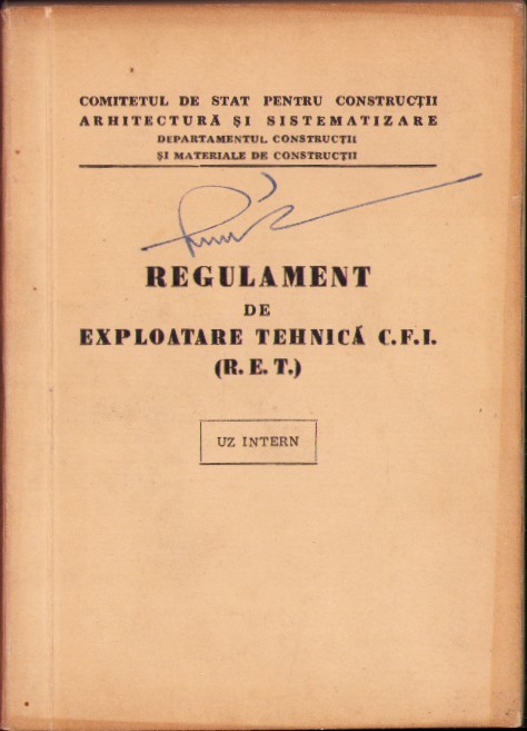 C8223N Regulament de exploatare tehnică pentru căile ferate industriale &icirc;nguste ale Departamentului construcții și al materialelor de construcții 1960