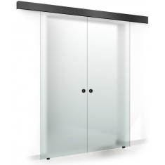 Usa culisanta Boss &reg; Duo Black, 60+60x215 cm, sticla mata securizata, glisanta in ambele directii