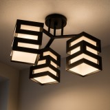 Lustra tavan VANJA cu 3 abajururi patrate, 3xE27, alb/negru, Alessandro Design