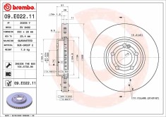 BREMBO 09.E022.11 PRIME LINE - UV Coated Disc frana