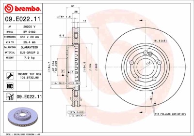 BREMBO 09.E022.11 PRIME LINE - UV Coated Disc frana foto