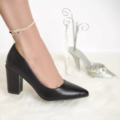 Pantofi cu toc mariah negru piele ecologica, 37