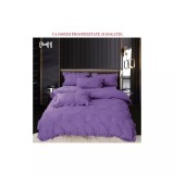 Cumpara ieftin Lenjerie de Lux cu Pliuri si Volan, 6 Piese pentru Pat Dublu - PUC146