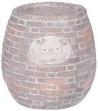 Ghiveci decorativ ceramic cu mozaic si iepurasi, maro, 25x25x25 cm