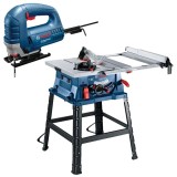 Bosch GTS 254 + GST 8000 E - Fierastrau circular de masa 1800 W 254 mm picioare sustinere cadru + Fierastrau pendular 710 W