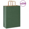 VidaXL Saci de h&acirc;rtie 250 buc cu m&acirc;nere verde 26x12x35 cm