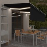 VidaXL Copertină automată cu stor, LED, senzor v&acirc;nt, antracit, 6x3 m