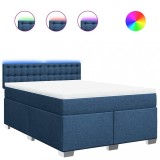 Cumpara ieftin Pat box spring cu saltea, albastru, 140x200 cm, textil