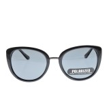 Ochelari de soare cat-eye negri cu punte metalica si lentile polarizate