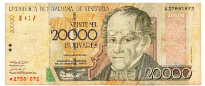 Venezuela 20 000 Bolivares 2001 Seria 27581972 foto