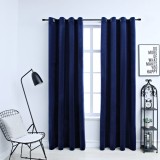 Gossi draperii opace cu inele, 2 buc., albastru, 140x225 cm, catifea
