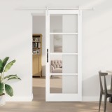 Set ușă glisantă cu accesorii alb 83x211 cm lemn masiv de pin