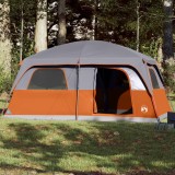 VidaXL Cort de camping pentru 10 persoane, gri/portocaliu, impermeabil