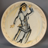 Farfurie decorativa din ceramica, dansatoare araba, semnata