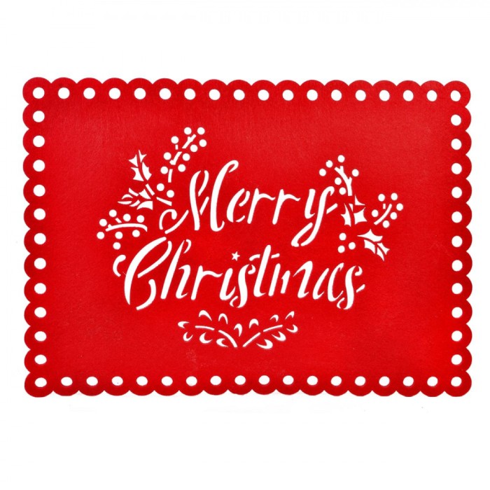 Suport Farfurie Christmas, Pasla, Culoare Rosu, Dimensiune 42x30 cm