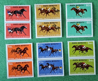 TIMBRE ROMANIA MNH LP841-Centenarul curselor de cai din Romania -Serie pereche foto