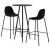 VidaXL Set mobilier de bar, 3 piese, negru, material textil