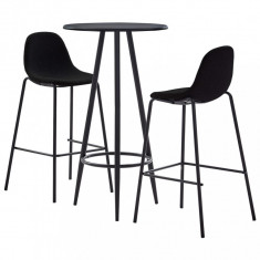 Set mobilier de bar, 3 piese, negru, material textil