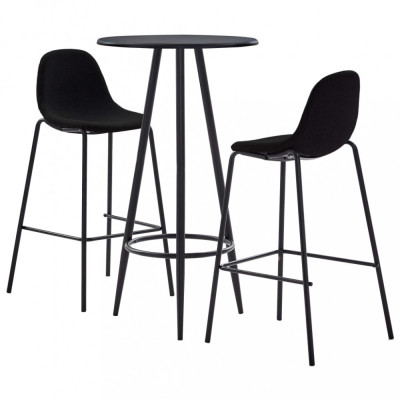 vidaXL Set mobilier de bar, 3 piese, negru, material textil foto