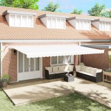 Marchiză retractabilă automată cu LED alb 600x300 cm