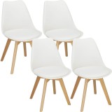 Set 4 scaune dining Verdhe pentru bucatarie cu perna tapitata cu piele ecologica, 44x82cm, alb Household NewTrend