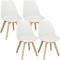 Set 4 scaune dining Verdhe pentru bucatarie cu perna tapitata cu piele ecologica, 44x82cm, alb Household NewTrend