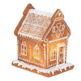 Cumpara ieftin Casuta Turta Dulce polirasina maro alba cu led 15x12x17 cm