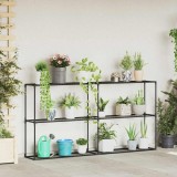 vidaXL Stand pentru plante cu 3 niveluri Negru 200 x 32 x 104 cm Oțel 42021342