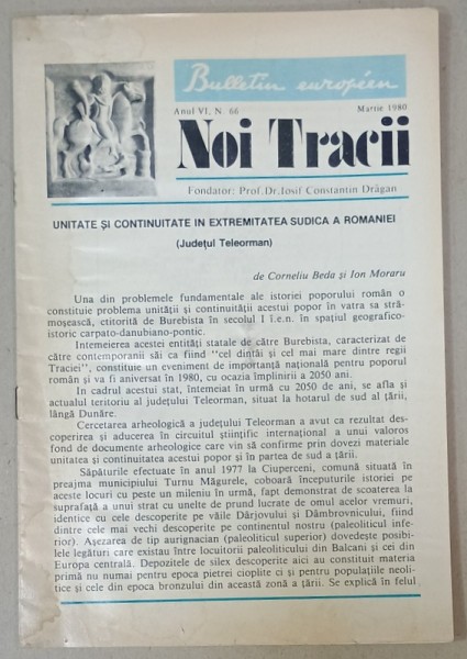 NOI TRACII , REVISTA FONDATA DE JOSIF CONSTANTIN DRAGAN , NR.66 , 1980
