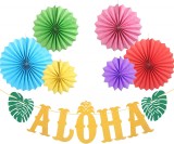 Set de petrecere Hawaiian ZERHOK, hartie, multicolor, 9 piese