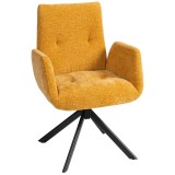 HOMCOM Fotoliu tapițat, fotoliu accent, design modern, rotativ, p&acirc;nă la 120 kg, Galben | Aosom Romania