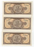 1 leu 1952 - 3 bancnote , serii consecutive