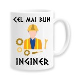 Cana alba personalizata &quot;Cel mai bun inginer&quot;, INOVATIX&reg;. 330ml, Oem