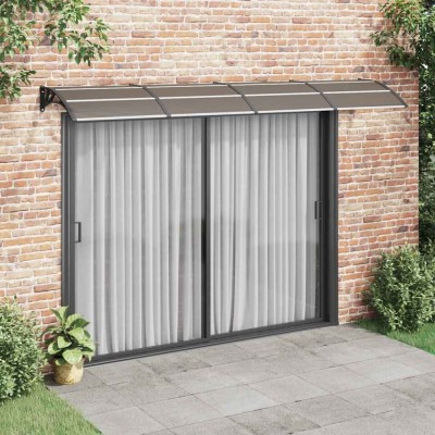 vidaXL Copertină de ușă neagră 350x100 cm, policarbonat 153596 foto