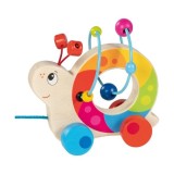 Jucarie de tras si labirint Goki Melc Codobelc, lemn, 14 cm, 1 an+