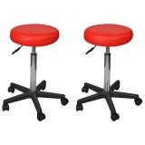 Cumpara ieftin Taburete de birou, 2 buc., rosu, 35,5x84 cm, piele ecologica
