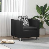 Fotoliu Modern Negru Piele Ecologica vidaXL, 70x62.5x63 cm, Perna Inclusa, Confortabil, Design Cubic, Rezistent