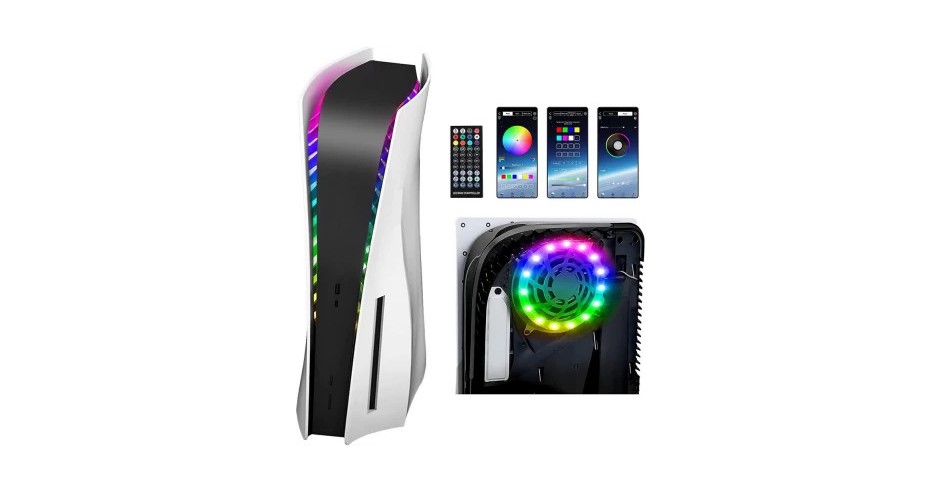 Banda RGB Led cu telecomanda pentru consola PS5 Playstation 5 USB, alba ...