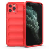Husa pentru iphone 11 pro, antisoc, margini cu striatii, design minimalist, red
