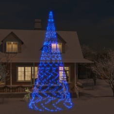 Brad de Crăciun pe catarg, 3000 LED-uri, albastru, 800 cm foto