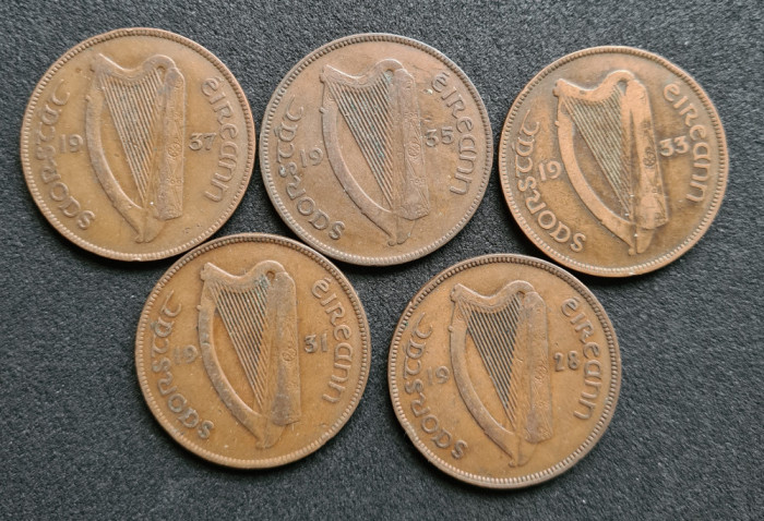 h828 Irlanda Penny 1928 1931 1933 1935 1937