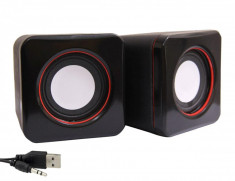 Boxe Stereo 2.0 cu conectare USB &amp;amp; Jack, putere 2 x 3W, culoare neagra foto