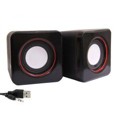 Boxe Stereo 2.0 cu conectare USB &amp; Jack, putere 2 x 3W, culoare neagra